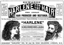 Advertisement for Edward's "Harlene" for the hair, 1898. Creator: Unknown