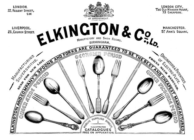 Advertisement for Elkington & Co. Ltd., 1895. Creator: Unknown.