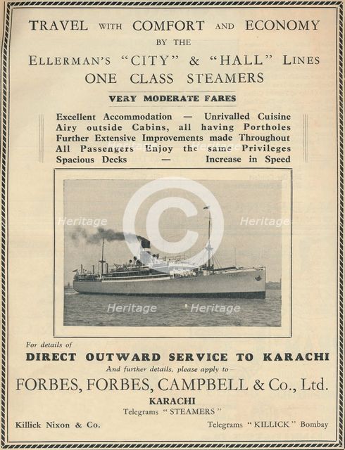 Advertisement for Ellerman's steamers, 1936. Creator: Unknown.