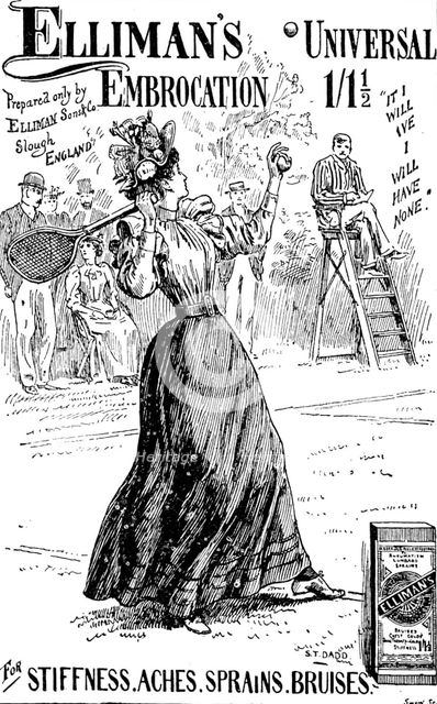 Advertisement for Elliman's Universal Embrocation, 1895. Creator: Joseph Swain.