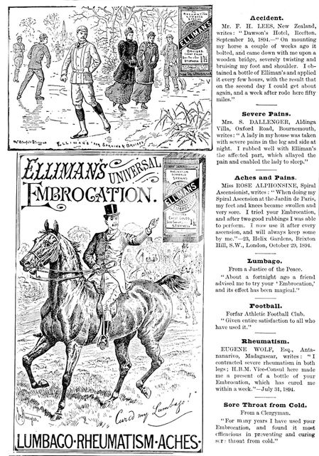 Advertisement for Elliman's Universal Embrocation, 1895. Creator: Unknown.