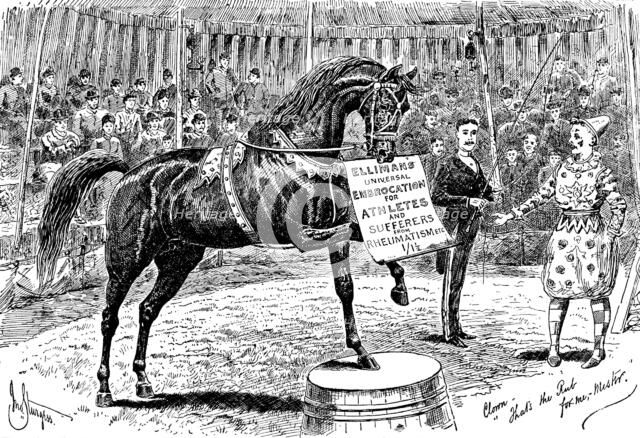 Advertisement for Elliman's Universal Embrocation, 1890. Creator: William Stanfield Sturgess.