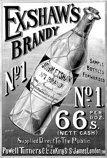 Advertisement for Exshaw's Brandy, 1895.  Creator: Unknown.