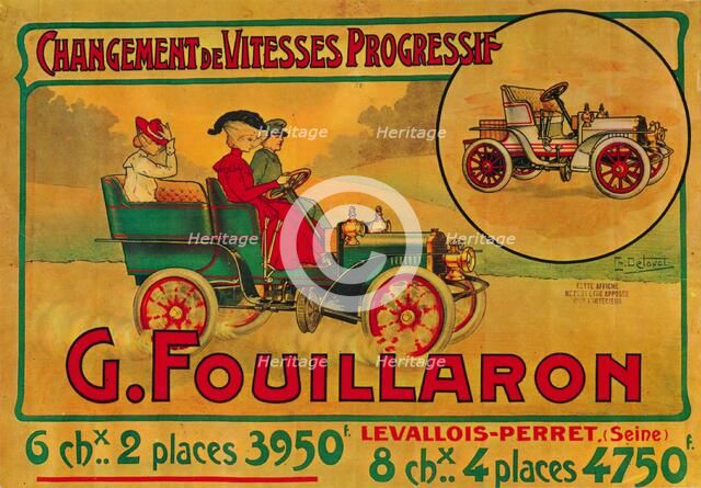 Advertisement for Fouillaron cars, c1900s. Artist: Unknown.