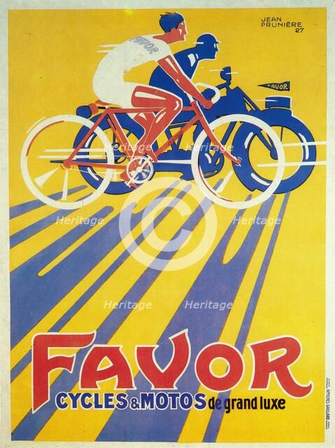 Advertisement for Favor bicycles and motorcycles, 1927. Artist: Jean Pruniere.