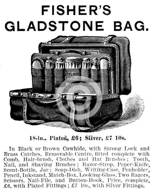 Advertisement for Fisher’s Gladstone Bag, 1890. Creator: Unknown.