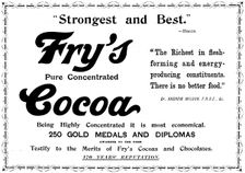 Advertisement for Fry's Pure Concentrated Cocoa, 1898. Creator: Unknown
