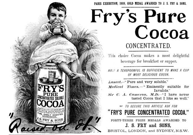 Advertisement for Fry's Pure Cocoa, 1890. Creator: Unknown.