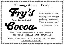 Advertisement for Fry's Pure Concentrated Cocoa, 1898. Creator: Unknown