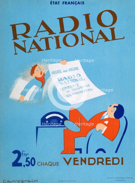 Advertisement for French Radio National, 20th century. Artist: Unknown