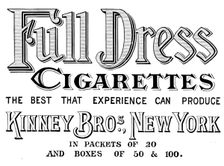 Advertisement for Full Dress Cigarettes, 1895. Creator: Unknown