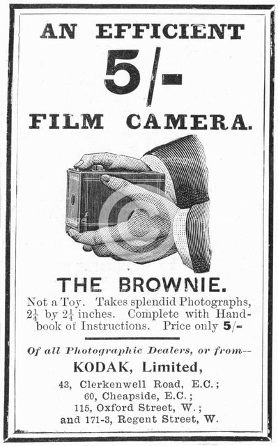 Advertisement for Kodak 'Brownie' box cameras, 1900. Creator: Unknown.