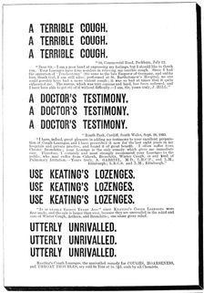 Advertisement for Keating's Cough Lozenges, 1898. Creator: Unknown