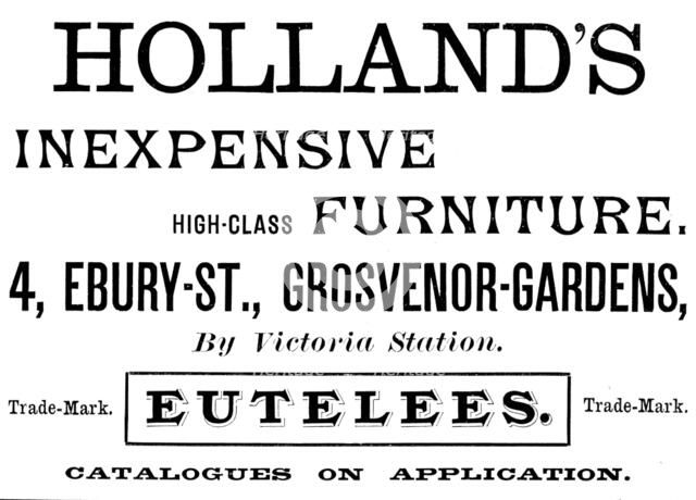 Advertisement for Holland’s Inexpensive Furniture, 1890. Creator: Unknown.