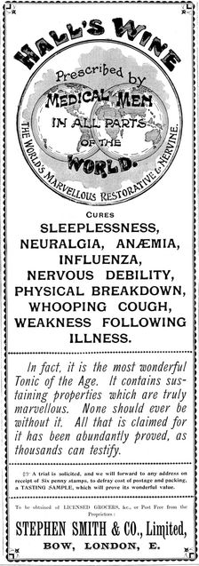 Advertisement for Hall's Wine, 1898. Creator: Unknown