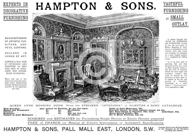 Advertisement for Hampton & Sons, furniture, 1895. Creator: Unknown.