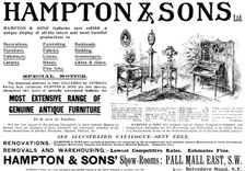 Advertisement for Hampton & Sons show-rooms, 1898. Creator: Unknown