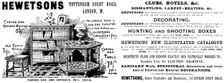 Advertisement for Hewetsons carved oak and antiques, 1895. Creator: Unknown