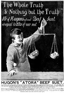 Advertisement for Hugon's "Atora" Beef Suet, 1898. Creator: Unknown