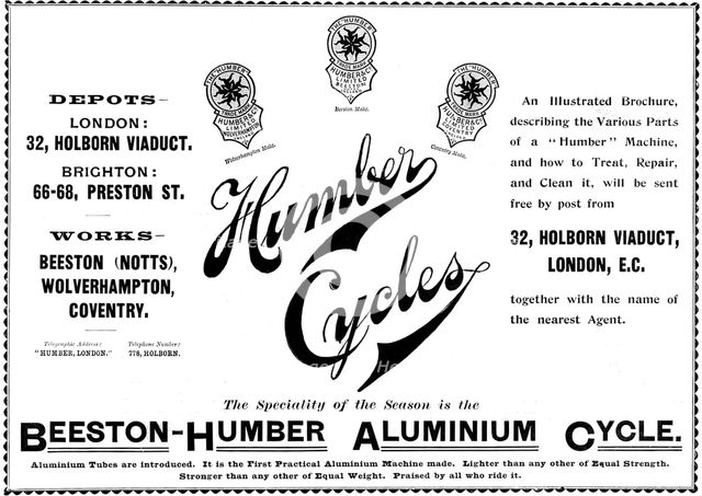 Advertisement for Humber Cycles, 1898. Creator: Unknown.