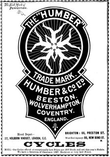 Advertisement for Humber Cycles, 1898. Creator: Unknown