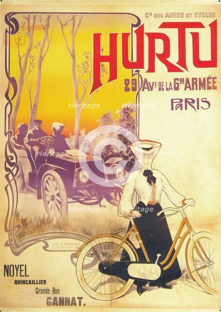Advertisement for Hurtu cars and bicycles, c1900s. Artist: Unknown.