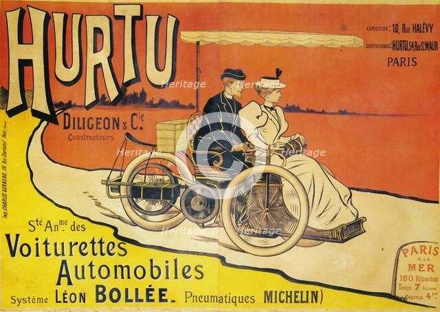 Advertisement for Hurtu cars, c1896. Artist: Unknown.