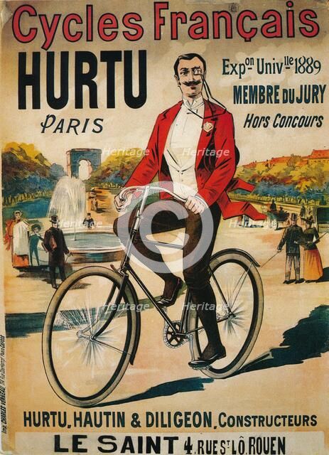 Advertisement for Hurtu bicycles, c1900. Artist: Unknown.