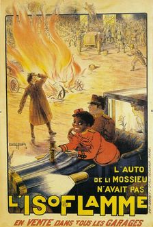 Advertisement for Isoflamme fire extinguishers, 1913. Artist: Louis Houpin