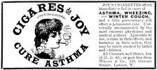 Advertisement for Joy's Cigarettes, 1895. Creator: Unknown