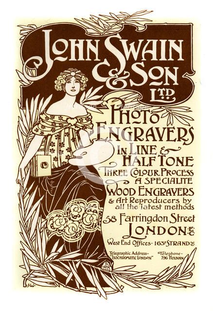 Advertisement for John Swain & Son, printers, 1901.Artist: John Swain & Son