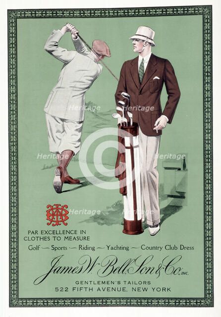 Advertisement for James W Bell Sons and co, gentlemen tailors, c1930. Artist: Unknown