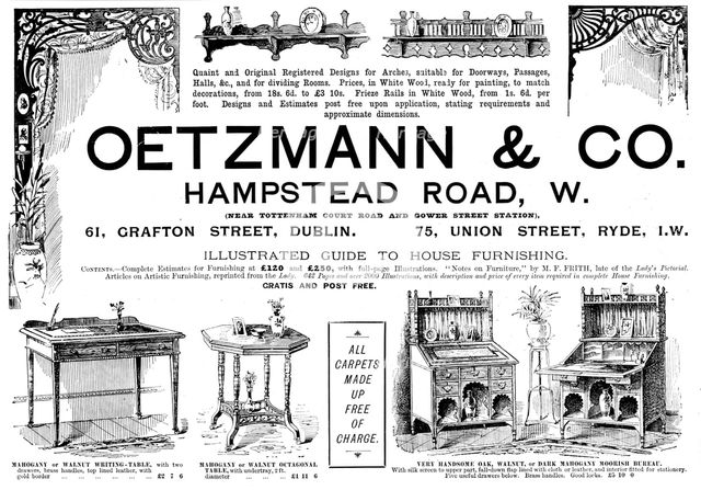 Advertisement for Oetzmann & Co., carpets and furniture, 1895. Creator: Unknown.