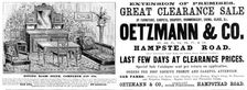 Advertisement for Oetzmann & Co. Great Clearance Sale, 1890. Creator: Unknown