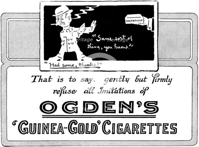 Advertisement for Ogden's 'Guinea-Gold' Cigarettes, 1898. Creator: Unknown.