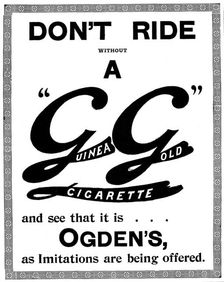 Advertisement for Ogden's "Guinea Gold" Cigarettes, 1898. Creator: Unknown