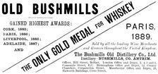 Advertisement for Old Bushmills Whiskey, 1890. Creator: Unknown