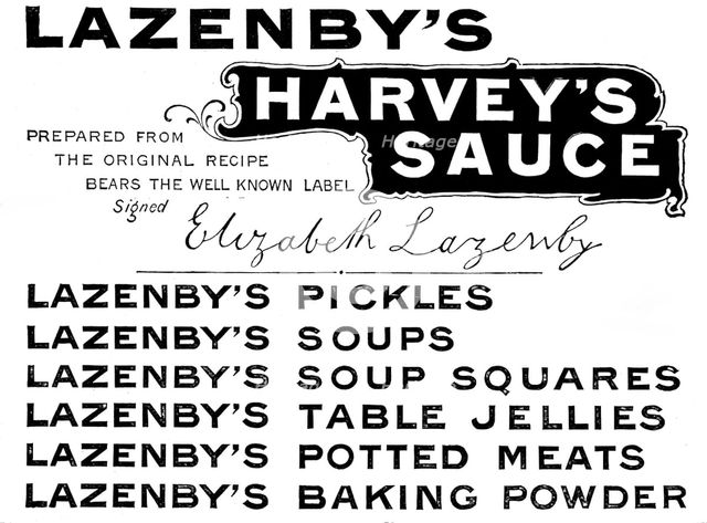 Advertisement for Lazenby's Harvey's Sauce, 1895. Creators: Unknown, E. Lazenby and Son.
