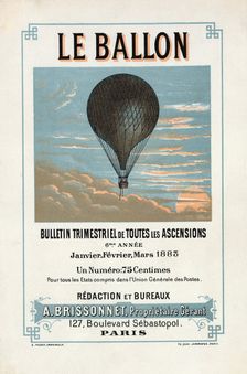 Advertisement for "Le Ballon", Janvier, Février, Mars, 1883, pub. 1883. Creator: French School (19th Century)