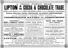 Advertisement for Lipton's Cocoa & Chocolate, 1895. Creator: Unknown