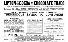 Advertisement for Lipton's tea, coffee and cocoa, 1895. Creator: Unknown