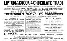 Advertisement for Lipton's tea, coffee and cocoa, 1895. Creator: Unknown