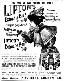 Advertisement for Lipton's Extract of Beef and Fluid Beef, 1898. Creator: Unknown