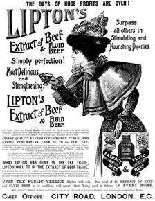 Advertisement for Lipton's Extract of Beef & Fluid Beef, 1898. Creator: Unknown