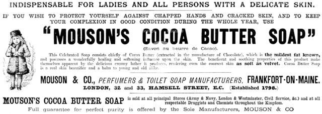 Advertisement for "Mouson’s Cocoa Butter Soap", 1890.  Creator: Unknown.
