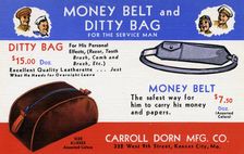 Advertisement for money belts and ditty bags for servicemen, 1943