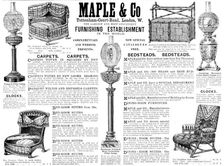 Advertisement for Maple & Co, Furnishing Establishment, 1890. Creator: Unknown