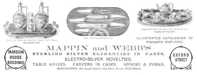 Advertisement for Mappin and Webb, 1883.  Creator: Unknown.
