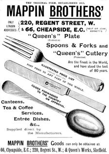 Advertisement for Mappin Brothers cutlery, 1895. Creator: Unknown