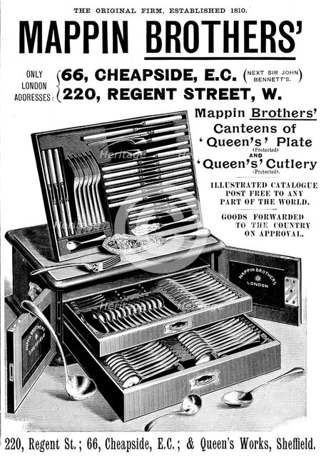 Advertisement for Mappin Brothers' Canteens, 1895. Creator: Unknown.